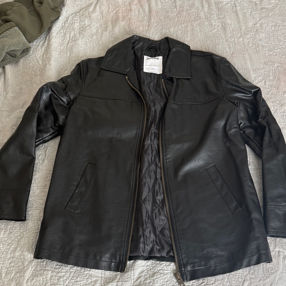 garage faux leather jacket zip up